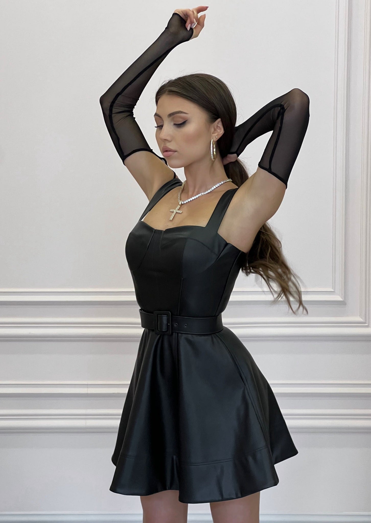 black leather dress